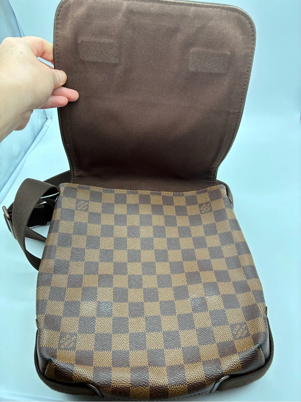 Louis vuitton damier ebene brooklyn unisex crossbody messenger bag with COA